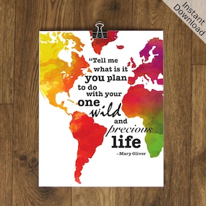 Ein wildes und kostbares Leben Mary Oliver druckbare, Portrait, digitaler Download