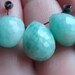 RESERVED - 50% off - Medium Elegant Amazonite Trio Faceted teardrop top side drilled briolettes set of three semi precious gemstone beads