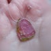 Polished Watermelon Tourmaline Slice Focal pendant top side drilled free shaped semi precious gemstone