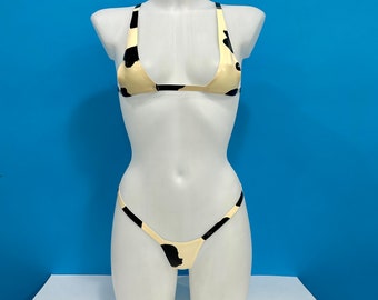 Latex cow print bikini