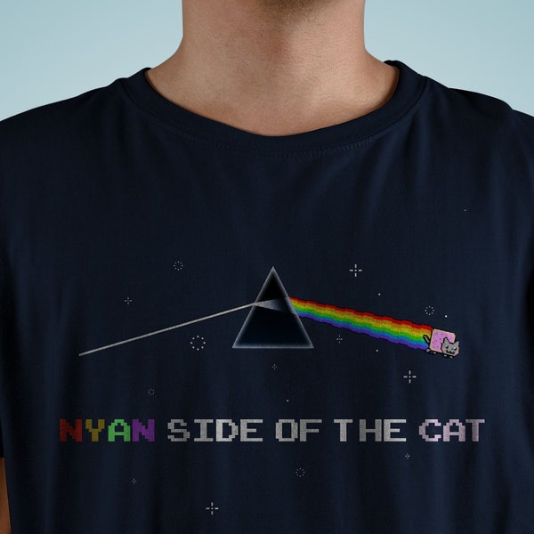 Côté Nyan du t-shirt de chat, chat de Pink Floyd Nyan, cadeau d’amant de chat, meilleur cadeau pour elle et pour lui, cadeau de valentine, côté foncé de la lune