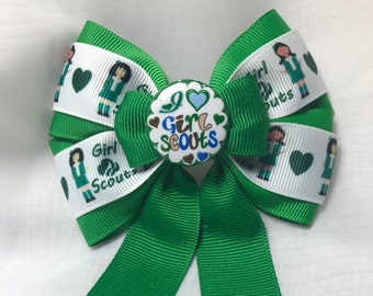 Green Girl Scouts Bow, I love Girl Scouts Bow, Girl Scouts Hair Bow, Hair Bow, Girls Hair Bow, Girl Scouts Juniors, Juniors Bow, Girl's Bow