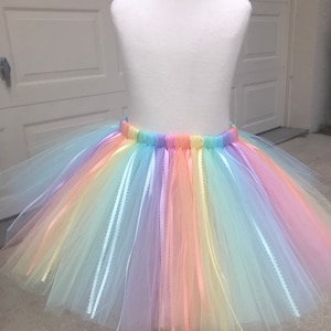 Pastel Rainbow Tutu, Easter Tutu, Child Unicorn Skirt, Child Unicorn Costume, Baby Tutu, Photo Prop Tutu, Birthday Girl Tutu, Rainbow Party image 3