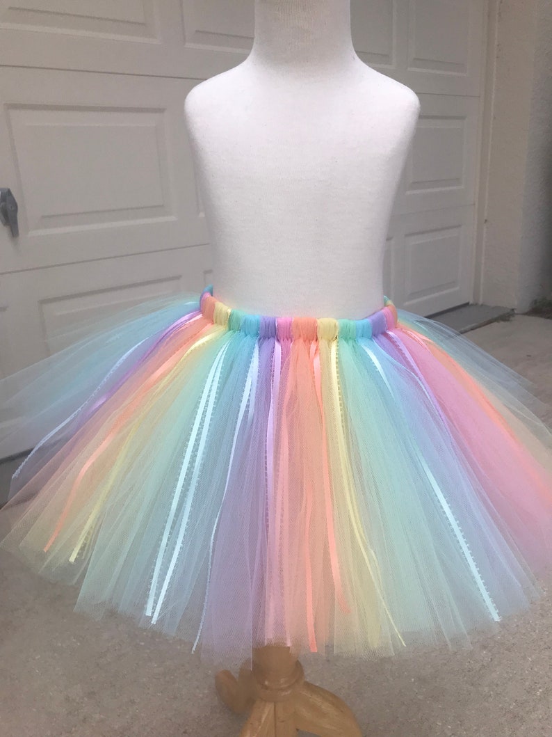 Pastel Rainbow Tutu, Easter Tutu, Child Unicorn Skirt, Child Unicorn Costume, Baby Tutu, Photo Prop Tutu, Birthday Girl Tutu, Rainbow Party image 3