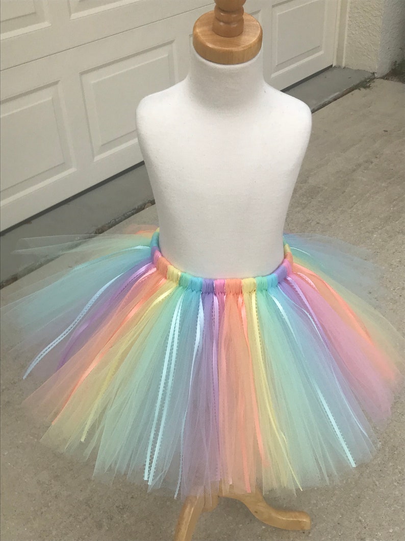 Pastel Rainbow Tutu, Easter Tutu, Child Unicorn Skirt, Child Unicorn Costume, Baby Tutu, Photo Prop Tutu, Birthday Girl Tutu, Rainbow Party image 4