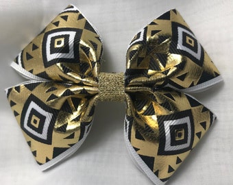 Gold Squares Hair Bow, Gold Hair Bow, Gold Bow,  Birthday Party, Girl's Hair Bow, Toddler Hair Bow, Hair Bow