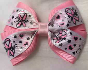 Breast Cancer Bow, Breast Cancer Awareness, Pink Bows, Hope, Courage Bows, October Bow, Ribbon Bows, Ribbon Bow pink, Hair bow, Toddler Bow