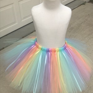 Pastel Rainbow Tutu, Easter Tutu, Child Unicorn Skirt, Child Unicorn Costume, Baby Tutu, Photo Prop Tutu, Birthday Girl Tutu, Rainbow Party Bild 8