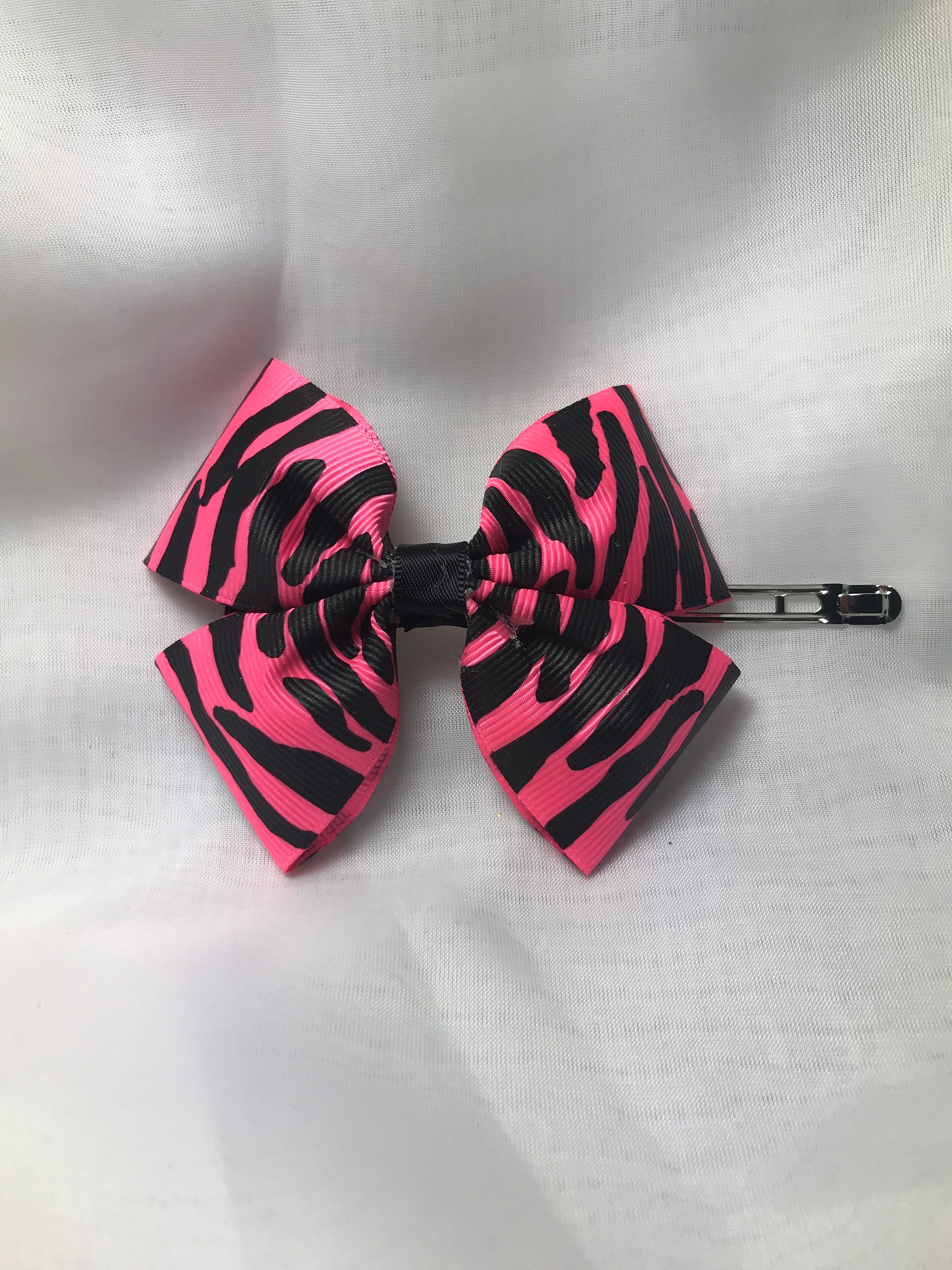 Pink Zebra Hair Bow Zebra Hair Bow Hot Pink Zebra Bow Etsy