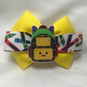 Back to School Backpack Bow, Hair Bow, First Day Bow, School Day Bow, Crayons Hair Bow, Backpack School Day Hair Bow, Toddler Bow
