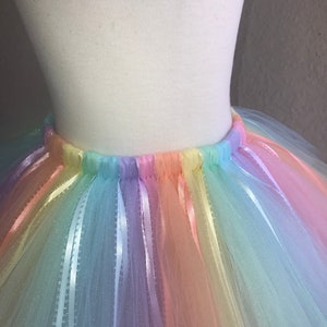 Pastel Rainbow Tutu, Easter Tutu, Child Unicorn Skirt, Child Unicorn Costume, Baby Tutu, Photo Prop Tutu, Birthday Girl Tutu, Rainbow Party Bild 2