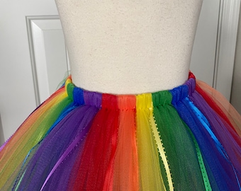 Black Multi Rainbow Sequin Twister tutu skirt Adult Party Fun Costume Halloween 
