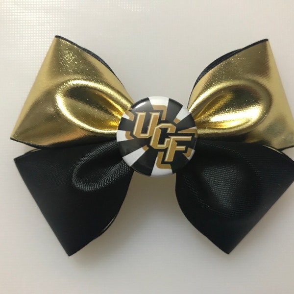 UCF Bow, UCF, Central Florida, University of Central Florida Hair Bow, Black Gold Bow, Football Bow, UCF Hair Clip, Girl's Hair Bow