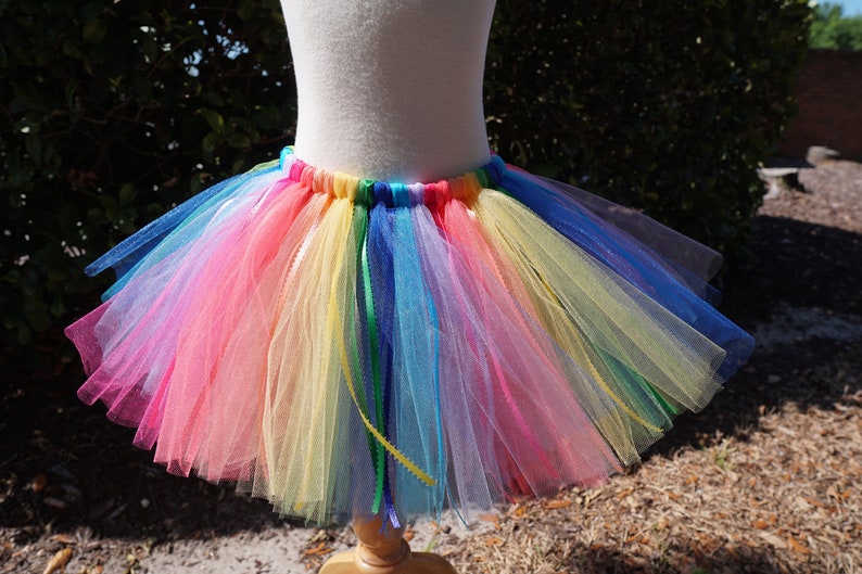 Adult Rainbow Party, Adult Skirt, Costume, Tutu with Ribbon, Adult Tutu, Photo Prop Tutu, Birthday, Rainbow, Rainbow Birthday, Birthday Tutu image 5