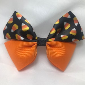 Halloween Candy Bow, Hair Bow, Halloween Bow, Candy Bow, Orange and Black Hair Bow, Halloween Candy Hair Bow, Toddler Bow