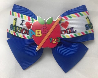 Back to School Bow, Hair Bow, First Day Bow, School Day Bow, I Love School Hair Bow, Fall Bow, Apple School Day Hair Bow, Toddler Bow