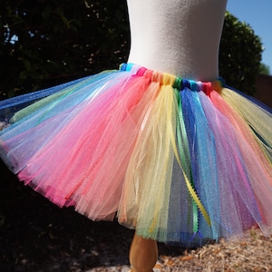 Adult Rainbow Party, Adult Skirt, Costume, Tutu with Ribbon, Adult Tutu, Photo Prop Tutu, Birthday, Rainbow, Rainbow Birthday, Birthday Tutu image 6