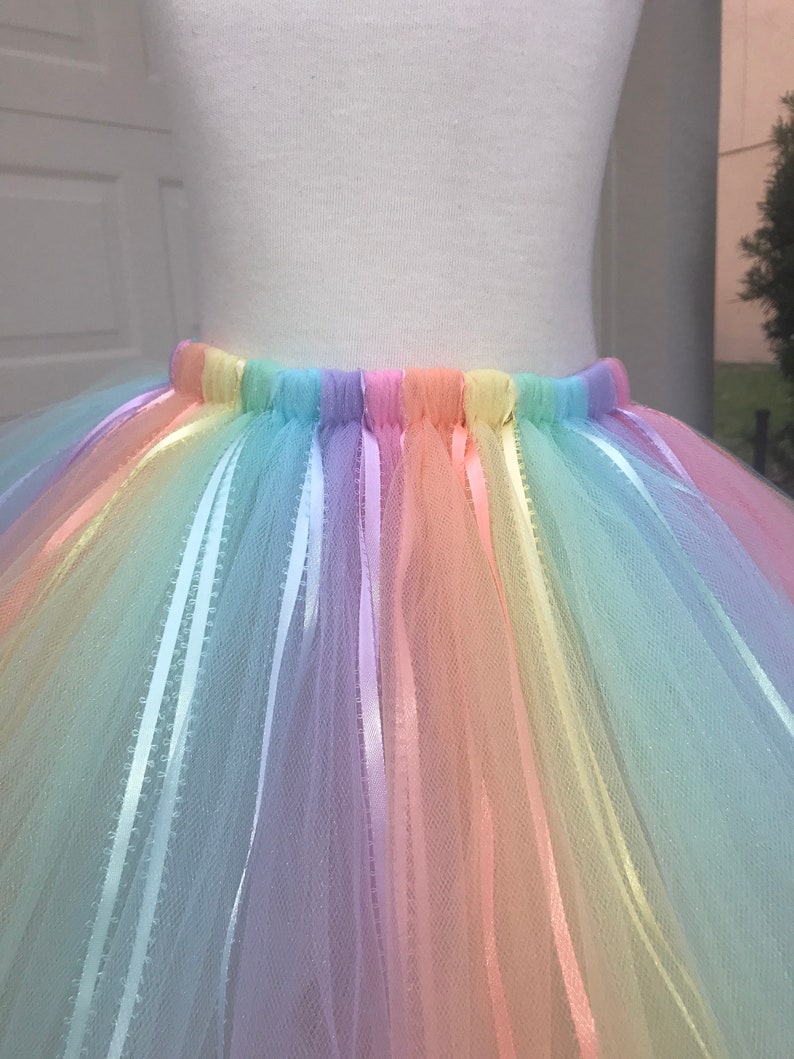 Pastel Rainbow Tutu, Easter Tutu, Child Unicorn Skirt, Child Unicorn Costume, Baby Tutu, Photo Prop Tutu, Birthday Girl Tutu, Rainbow Party Bild 6