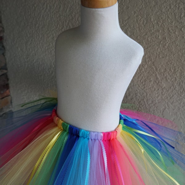 Rainbow Party, Child Skirt, Costume, Tutu with Ribbon, Baby Tutu, Photo Prop Tutu, Birthday, Tutu, Rainbow, Rainbow Birthday, Birthday Tutu