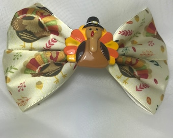 Thanksgiving Turkey Hair Bow, Fall Ribbon, Toddler Bow