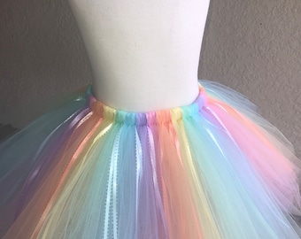 Pastel Rainbow Tutu, Easter Tutu, Child Unicorn Skirt, Child Unicorn Costume, Baby Tutu, Photo Prop Tutu, Birthday Girl Tutu, Rainbow Party