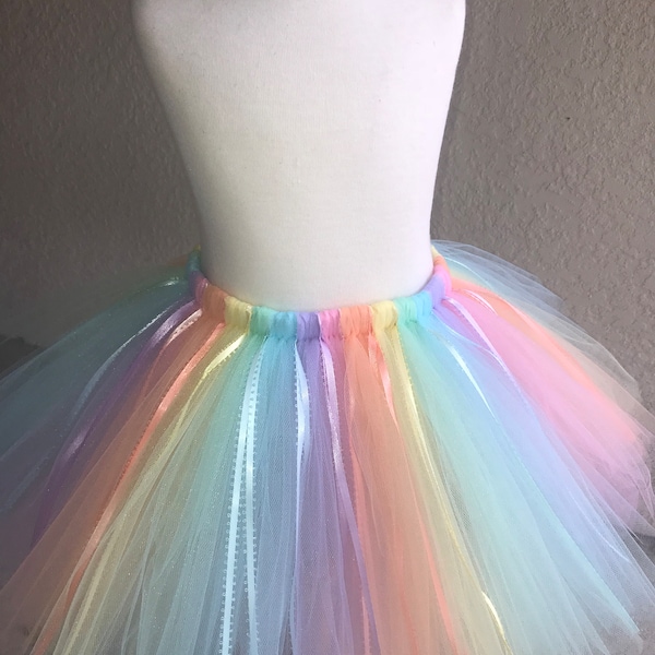 Pastel Rainbow Tutu, Easter Tutu, Child Unicorn Skirt, Child Unicorn Costume, Baby Tutu, Photo Prop Tutu, Birthday Girl Tutu, Rainbow Party.