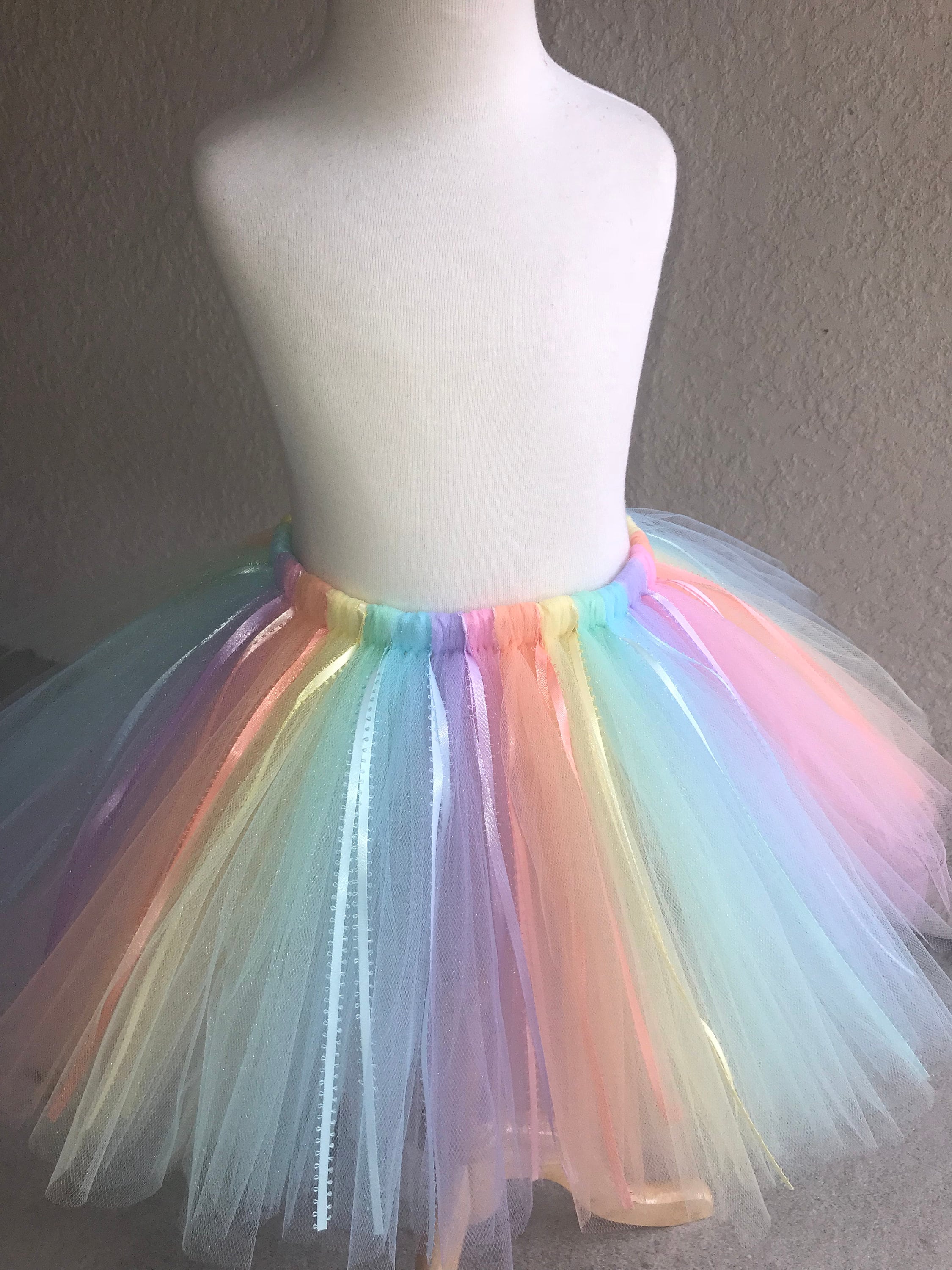 Rainbow Tulle Tutu Table Skirt Double Layer Satin Willows With Glossy  Organza,birthday Party Decorations for Unicorn and Mermaid Parties 