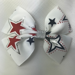 4th of July, Hair Bow, Independence Day Bow, 4th of July Bow, Hair Clip, Red White Blue, Fourth of July Bow, Girl&#39;s Hair Bow, Toddler Bow