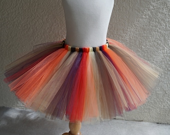 Tutú de tul de colores otoñales hecho a mano, falda de Acción de Gracias