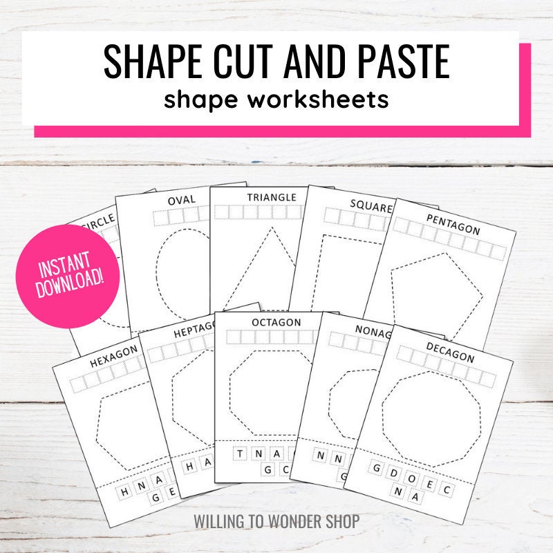 Shape Cut and Paste Learning Activity - Etsy
