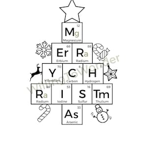 メリークリスマスツリー SVG と装飾品、科学周期表 SVG、STEM SVG