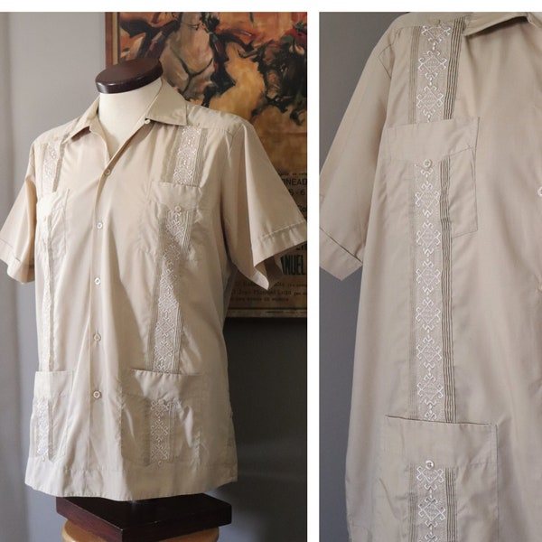 1960's Guayabera's Shirt - 60's Mexican Wedding Shirt - Tropical Beach Wedding Shirt - Vintage 60s Guayabera Shirt