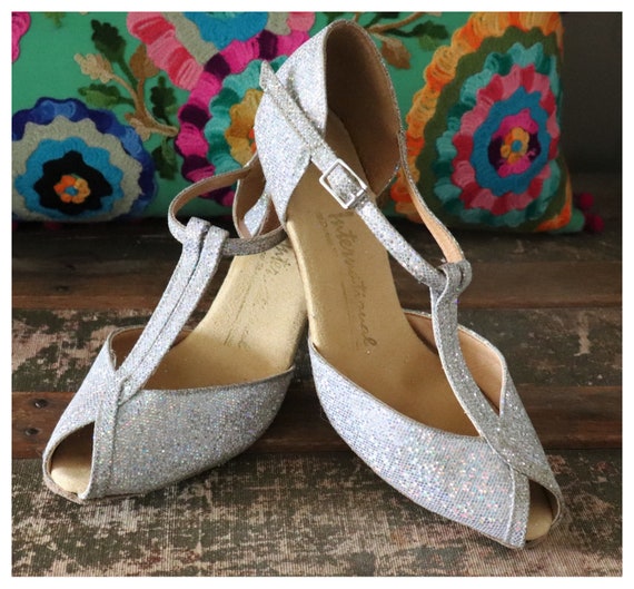 Silver Glitz n Glam T-Bar Dance Shoes by Internati