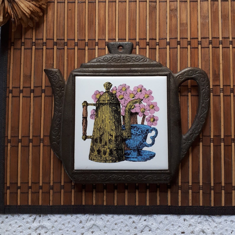 1970's Cast Iron Teapot Hot Plate Vintage Made in Japan Vintage Kitchen