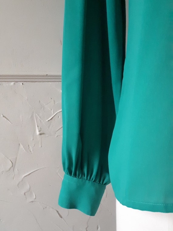 Vintage 80's Emerald Green Blouse - Sears Shawl C… - image 8