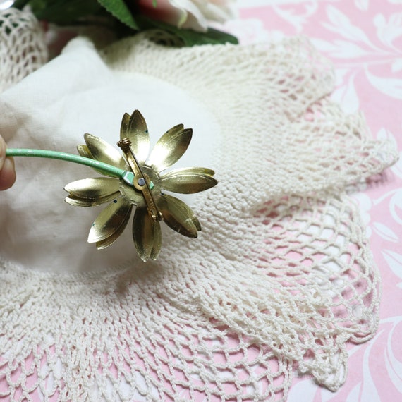 1960's Confetti Daisy Brooch - German Enamel Dais… - image 8