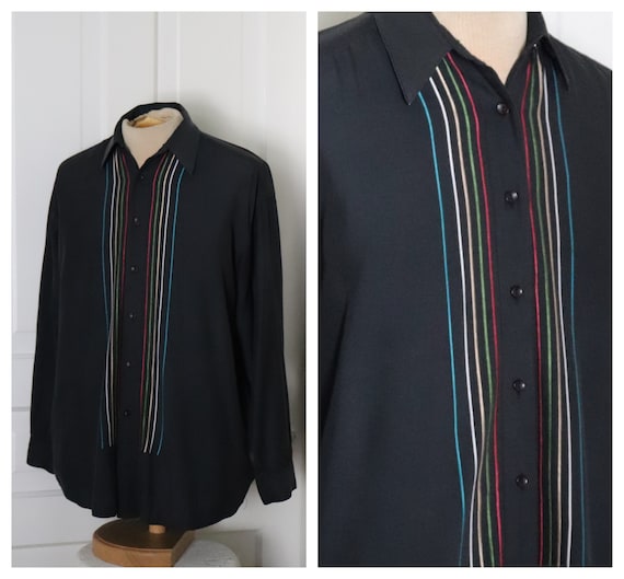 VTG & Retro Stripped Black Long Sleeve Club Shirt.