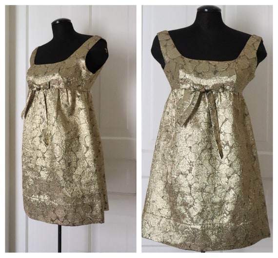 1960's Gold Lame' Baby Doll Dress. Vintage and Oh