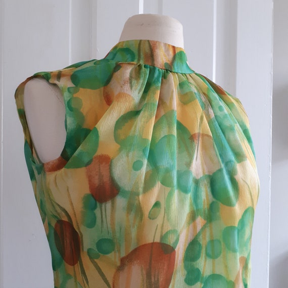 Vintage 60's Abstract Pattern Sleeveless Blouse -… - image 4