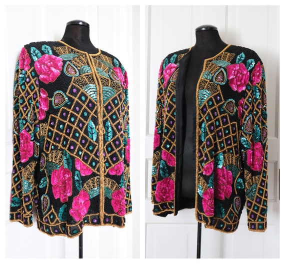 80's Lawrence Kazar Wonderful Designed Silk n Sequ