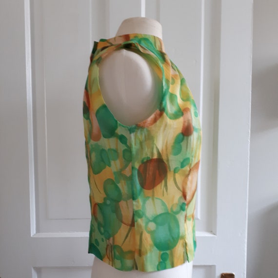 Vintage 60's Abstract Pattern Sleeveless Blouse -… - image 3