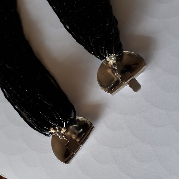 1980's Black Multi Strand Glass Beaded Necklace -… - image 7