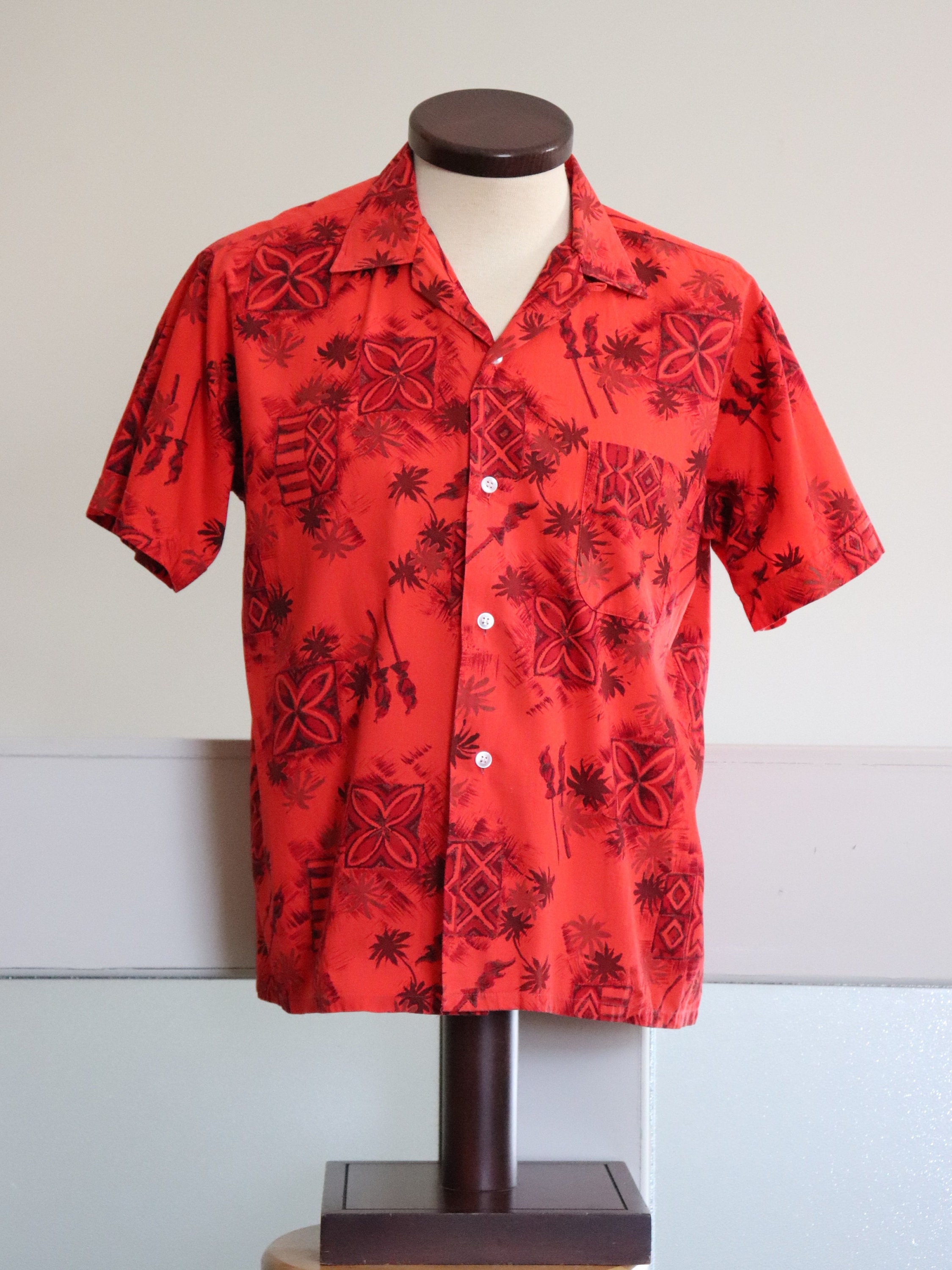 1960's Aloha Hawaiian Casual Shirt. Vintage Red n Black | Etsy