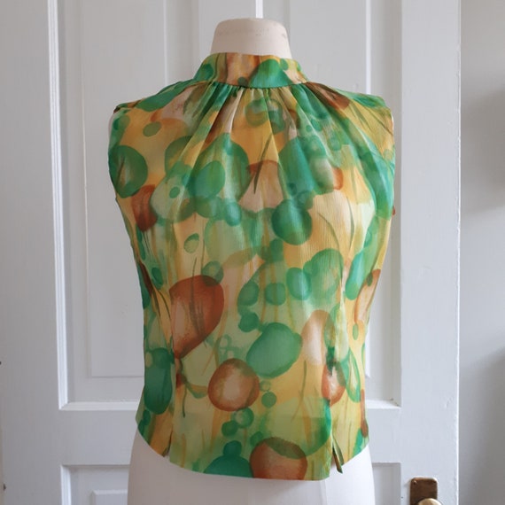 Vintage 60's Abstract Pattern Sleeveless Blouse -… - image 2