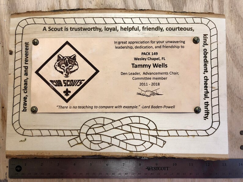 Bsa Cub Scout Leader Appreciation Gift Plaque
