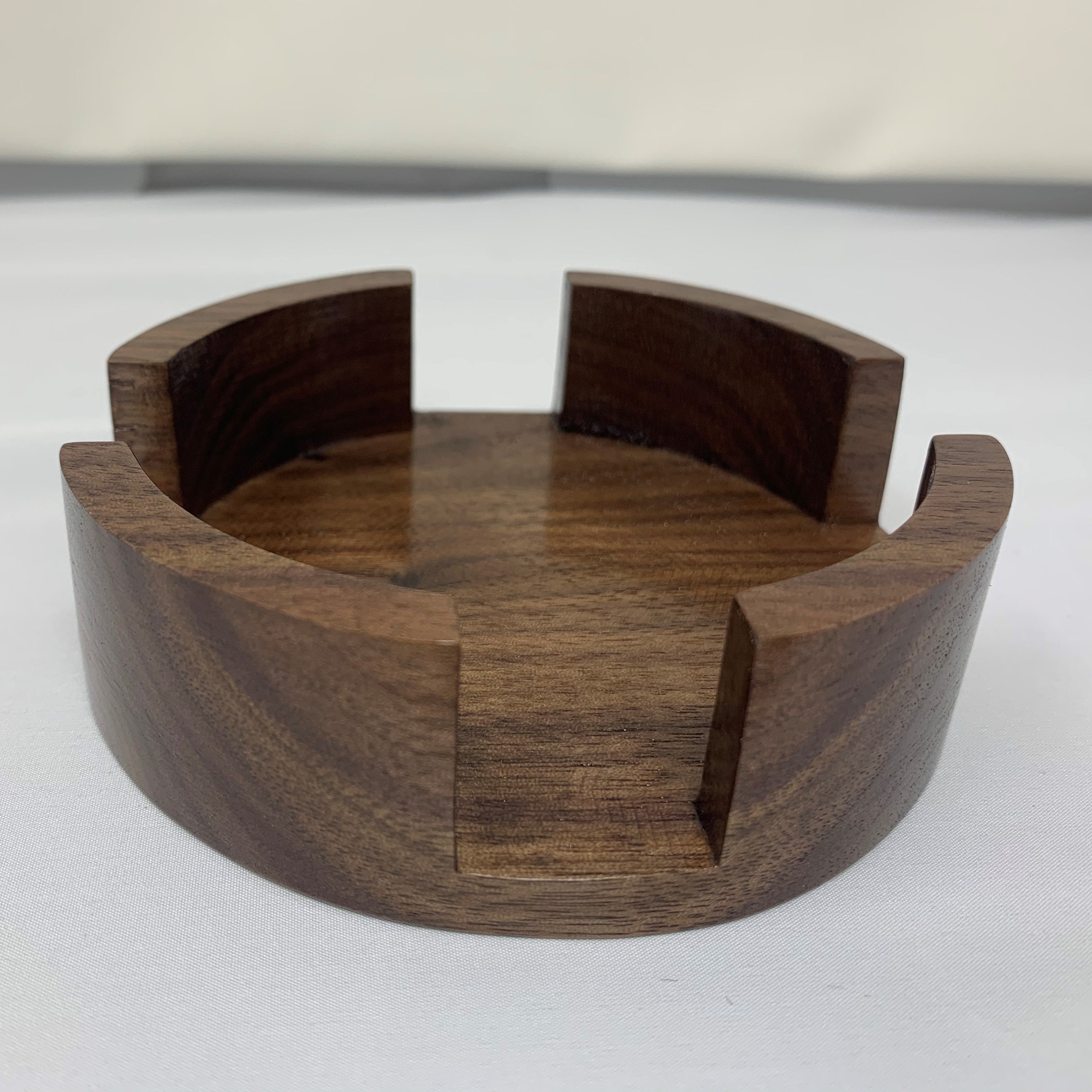 Black Walnut Round Coaster Holder Etsy