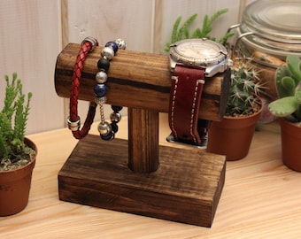 Personalised Watch And Bracelet Stand | Watch Display | Solid Wood Jewellery Display