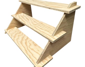 Expositor plegable de 3 niveles / Expositor para ferias de artesanía / Portátil y duradero, fabricado en madera contrachapada de 12 mm.