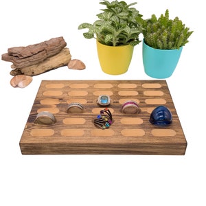 Wooden Wide Ring Display Tray | 30 Slots