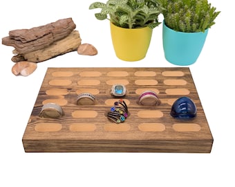 Wooden Wide Ring Display Tray | 30 Slots